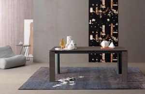 Prince, Rectangular extendible table in wood for kitchens