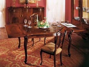 ROYAL NOCE / Extensible table, Squared classic table with extension for dining rooms