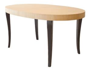 TA16, Extendable two-colour oval table, beech legs and oak veneer top