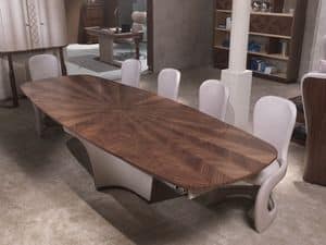 TA61K Desyo table, Extendable table, in inlaid wood, for living rooms