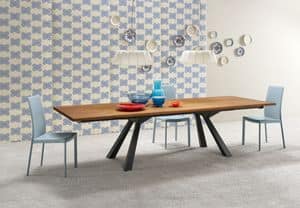 Zeus All, Extendable table with wooden top