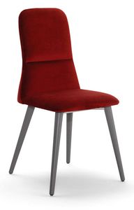 Corinne W, Chair with wooden legs, high back