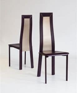 Elegance, Dining chair, with high backrest, leather upholstery in various colors