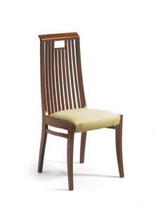 Giada ST, Chair with a high backrest with vertical slats, with handle