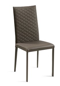 Jury high quilted, Leather chair with quilted backrest