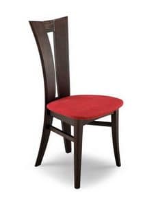 Lia 2, Wooden chair, with backrest with vertical hole