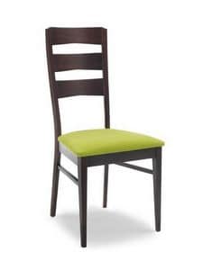 Vanessa L, Chair with wooden base and high backrest, for canteens