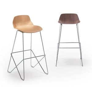 Kaleidos sgabello legno, Metal stool with wooden body ideal for kitchens, bars and restaurants