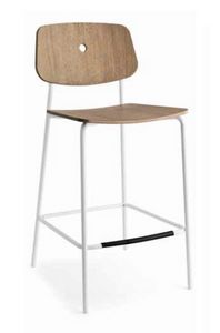 Olivia-SG, Modern metal stool, with wooden seat