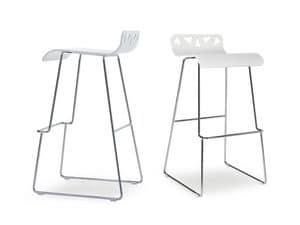 VANITY/H, Stool made of chromed steel and wood, for bars and pubs