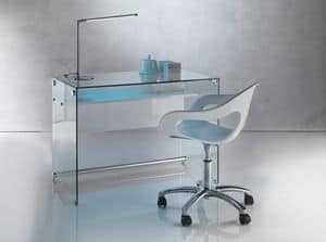 Art. 906 Desk, Desk with a clean design,  in trasnsparent glass