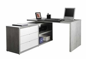 Desk Design With Side Extension And Drawers White Concrete Effect DIAGRAM, Desk with side extension
