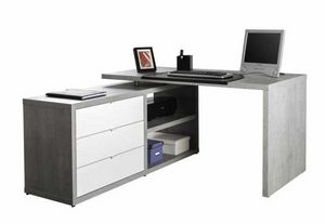 Desk Design With Side Extension And Drawers White Concrete Effect DIAGRAM, Desk with side extension