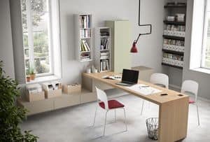 Domino writing desk, Eooden desk, with custom-sized width