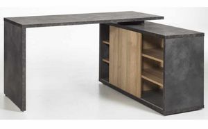 Gray and Oak Office Desk With Sliding Door And CORE Drawers, Office desk in oak