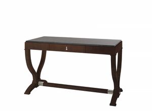 Heritage writing desk, Wooden desk with leather top