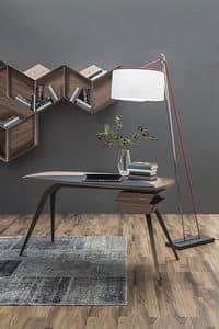LOGOS, Writing desk with metal legs and Canaletto walnut wood top