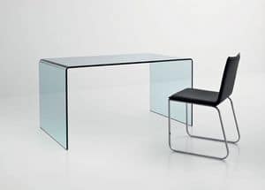 Bridge Order, Essential table made by 1 sheet of glass, various finishes