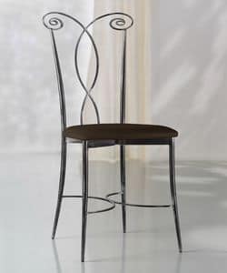 Klimt chair, Metal chair, leather seat, for outdoor side
