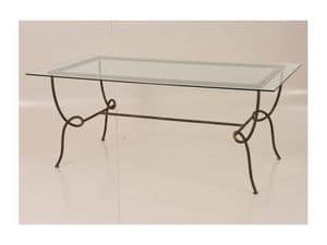 Viola Table, Rectangular table with glass top for outdoor use