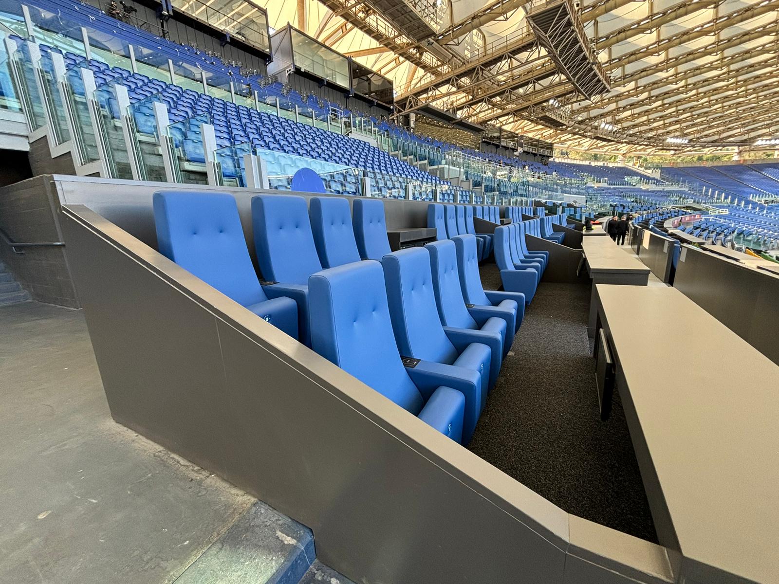 Antea armchairs by Audia Italia at the Olympic Stadium in Rome
