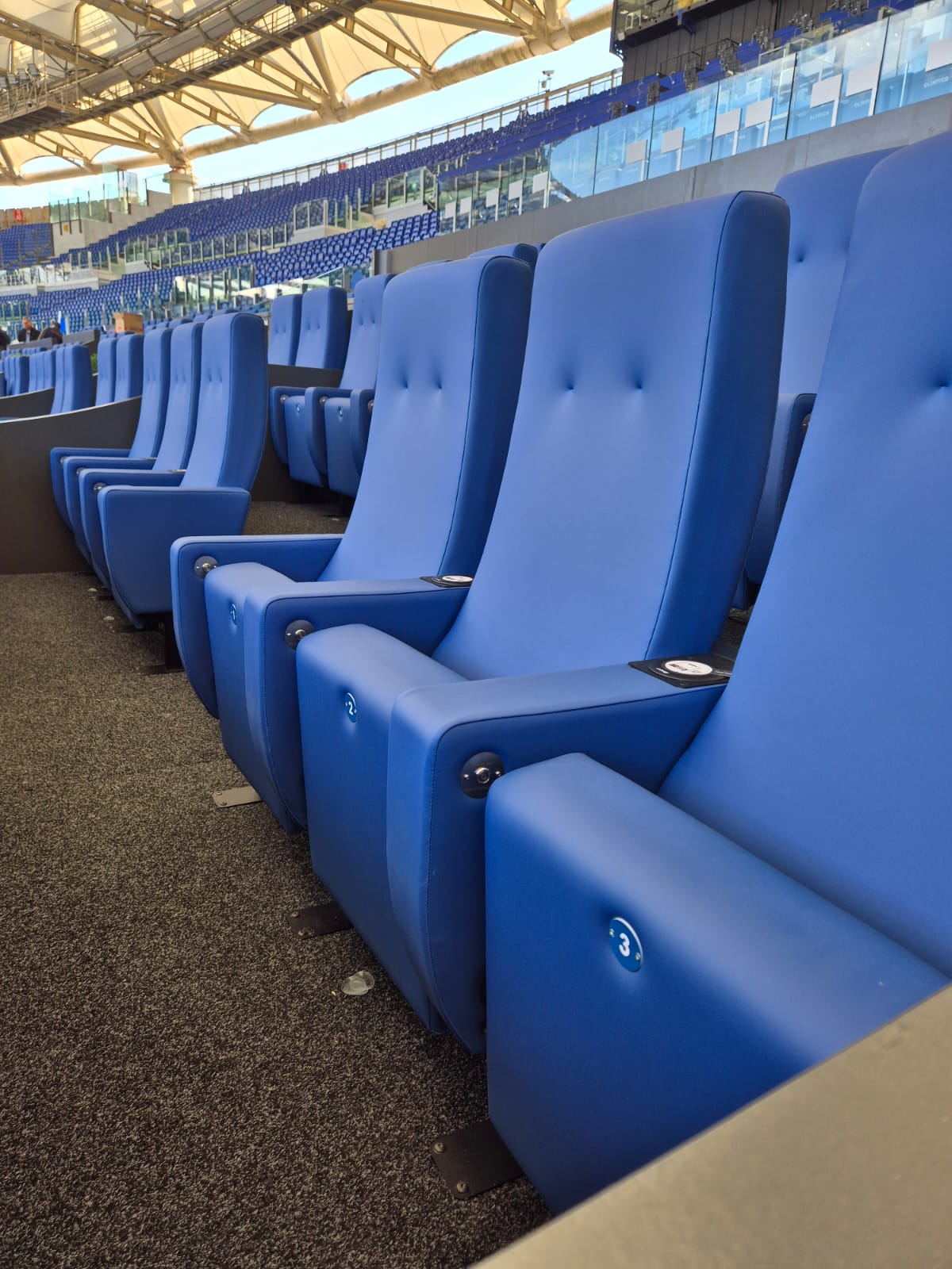Antea armchairs by Audia Italia at the Olympic Stadium in Rome
